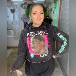 Chemistry Poetic Justice 2PAC Colorful crop Hooded Sweatshirt Size Medium